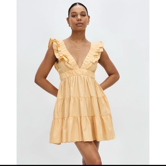 Abercrombie & Fitch Dresses & Skirts - Abercrombie & Fitch Ruffled Plunge V-Neck Tiered Mini Dress Orange XL summer